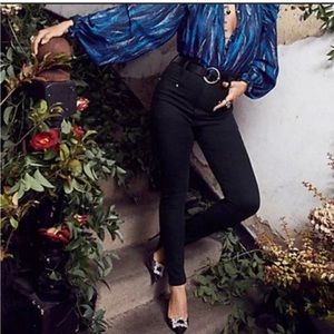 Happy x Nature Ultra High Rise Corset Skinny Jeans Black Wash Kate Hudson 27